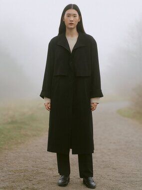 Trench Coat Black Lined Size 10P
